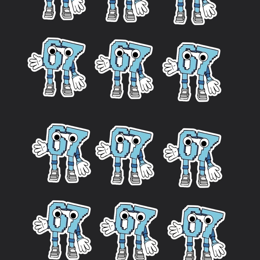 Blue funny 6 7 Character cupcake toppers
